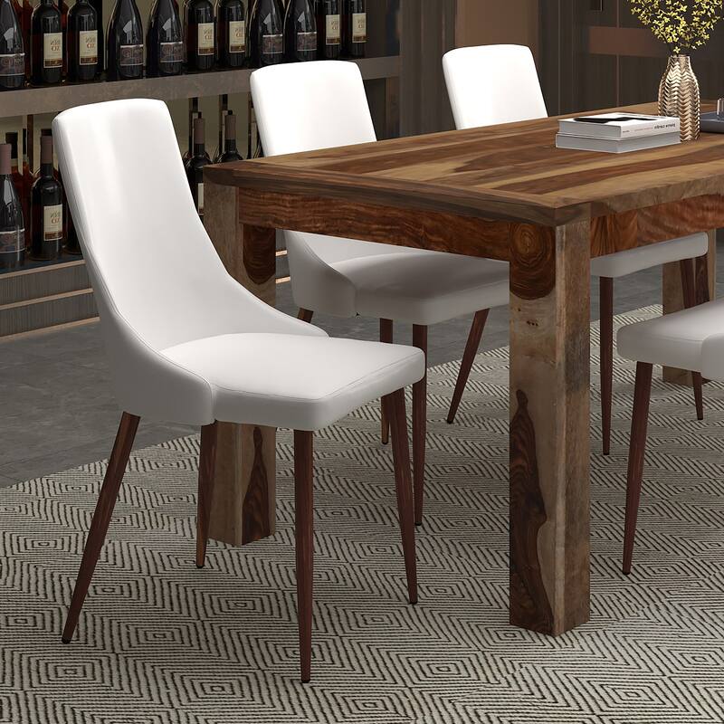Mid-Century Faux Leather and Metal Dining Chair, Set of 4