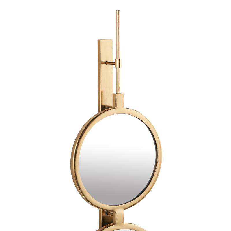 Gold Metal Slim Stacked 4 Layer Room Wall Mirror with Round Pattern - 2"W x 8"L x 49"H