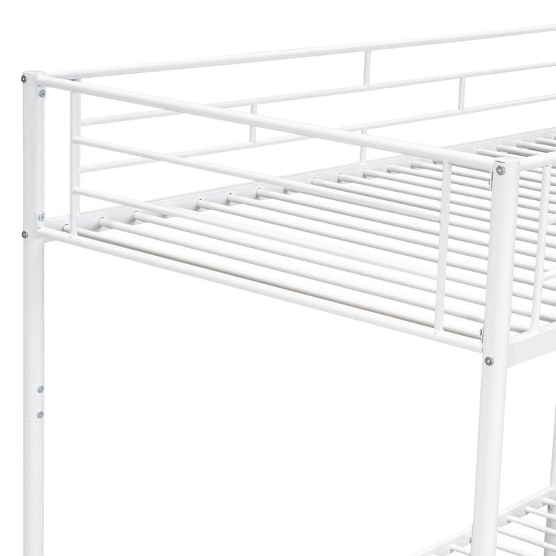 Metal Bunk Bed with Shelf and Guardrails