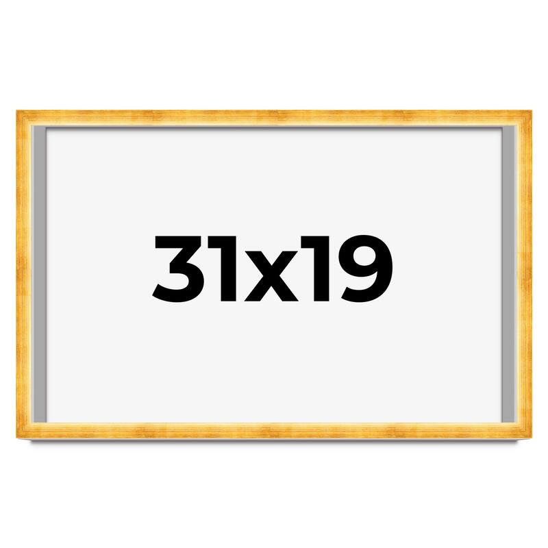 31x19 Shadow Box Frame Gold | 1.625 Inches Deep Real Wood Traditional