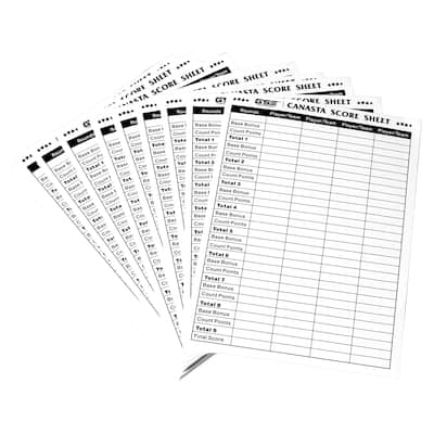 100-Pack 7"x5" Canasta Score Pads, Canasta Card Game Score Sheet with Game Instructions & Trick Values
