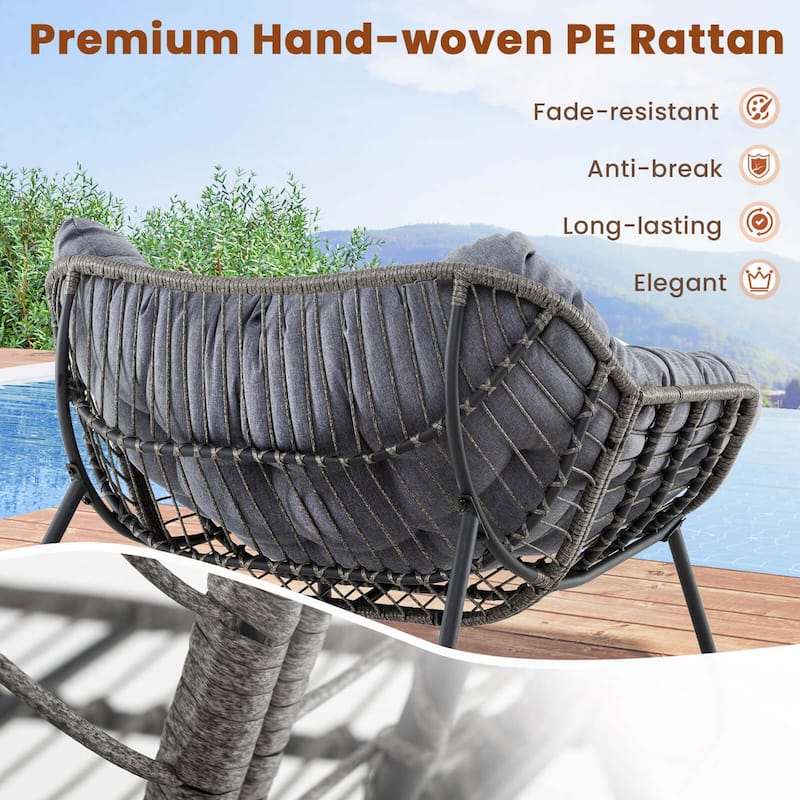 Costway 1/2 PCS Outdoor Rocking Chair Oversized Patio PE Wicker Egg