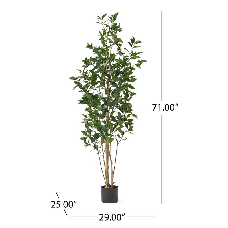 Artificial Laurel Tree 71 Inch Potted Faux Green Plant for Home Decor