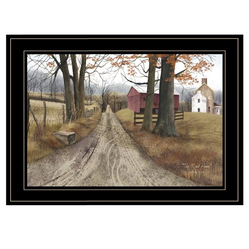 TrendyDecor4U Farmhouse "The Road Home" Framed Print Wall Art by Billy Jacobs - Earthtone