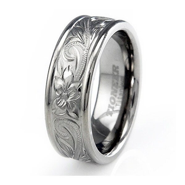 Handcrafted Floral Design Titanium Ring