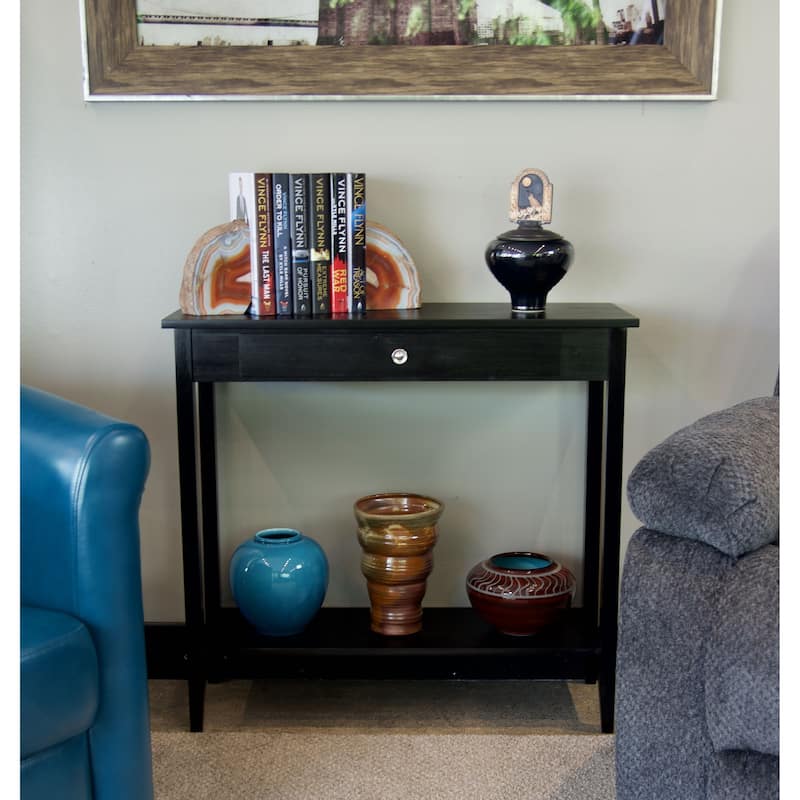 Solid Acacia Wood 1-drawer Console Table with Bottom Shelf
