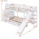 preview thumbnail 23 of 28, Impression & Castle Style Twin over Twin Bunk Bed with 2 Drawers 3 Shelves and Slide, Sturdy construction & Extra Fun, Gray