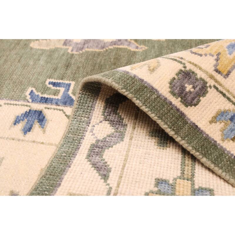 ECARPETGALLERY Hand-knotted Modern Oushak Dark Green Wool Rug - 10'2 x 14'0