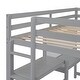 preview thumbnail 8 of 34, Wood Twin/Full Size High Loft Bed with Built-in Desk and 3-Storage Shelves, Solid Wood Loftbed Frame with Ladder and Guardrail