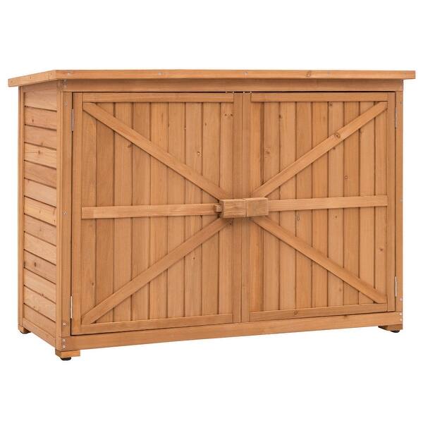 Shop Gymax Double Doors Fir Wooden Garden Yard Shed Lockers