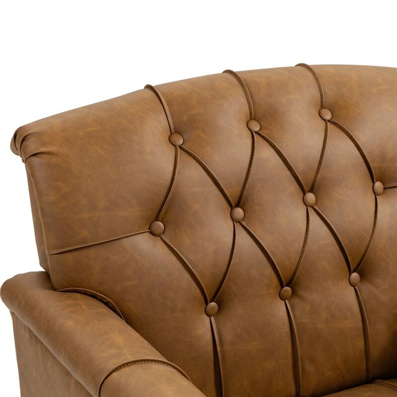 Modern Faux Leather Accent Chairs Set Of 2, Upholstered Armchair For Living Room