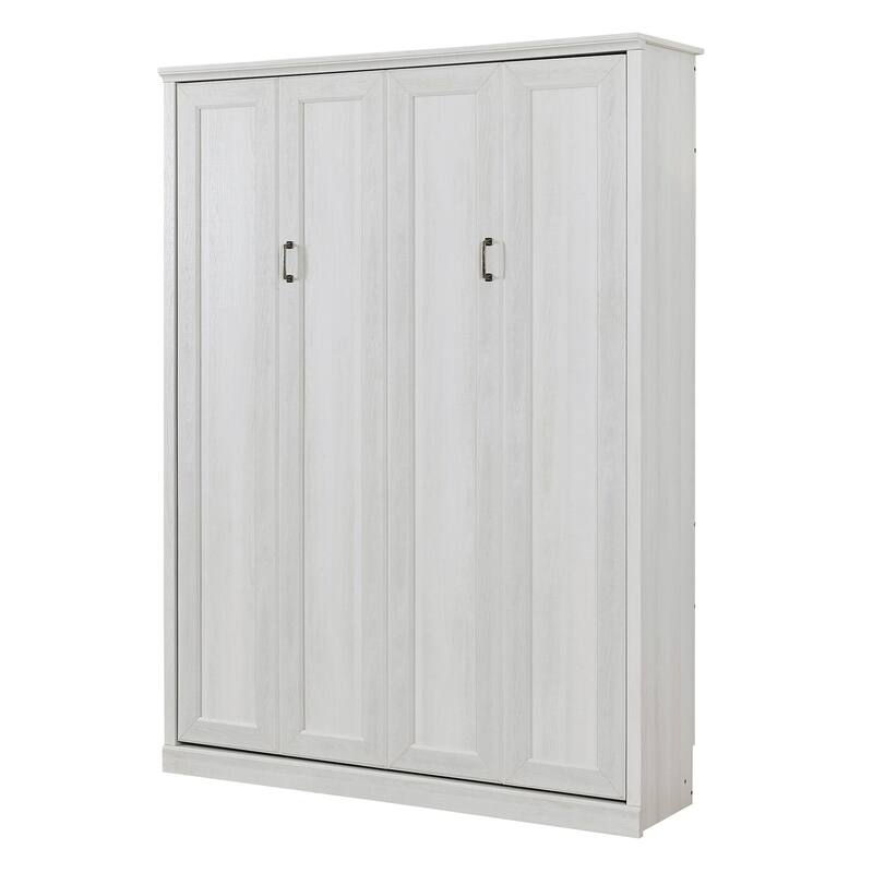 Half Self-Close and Open Murphy Bed with 2 Side Cabinet Storage Shelf