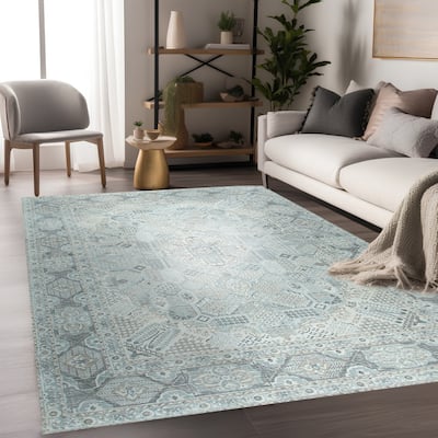 Home Decor EORC Hand-Knotted Wool Oriental Serapi Rug Elegant Green Area Rug for Living Room, Bedroom, Office, & Home Décor