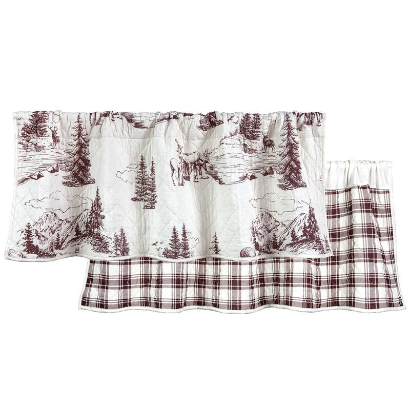 Paseo Road by HiEnd Accents White Pine Quilted Valance, 18" x 56", White, 1PC