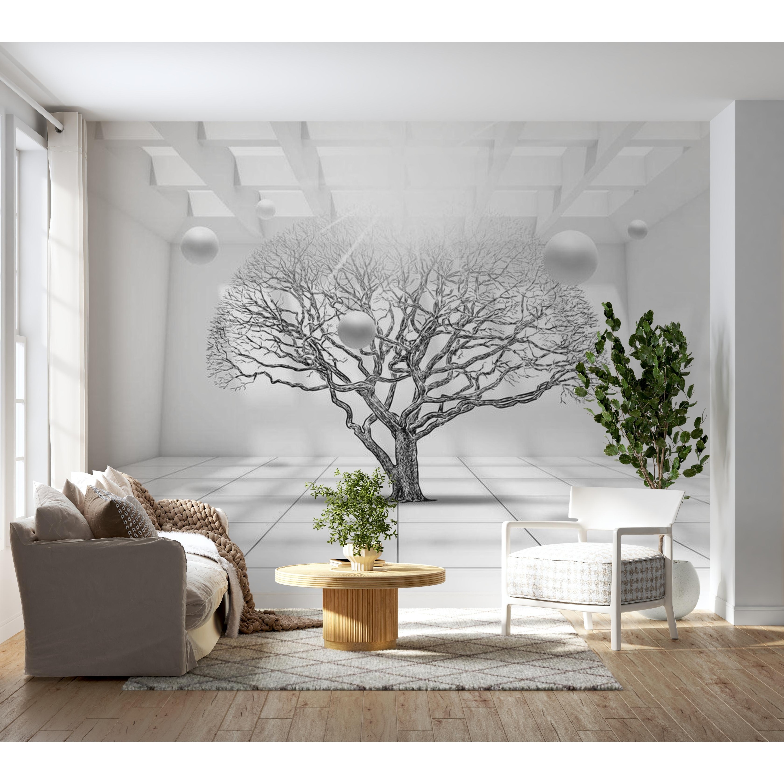 3D Illusion Nonpasted Wallpaper Wall Mural Along The Corridor Bed