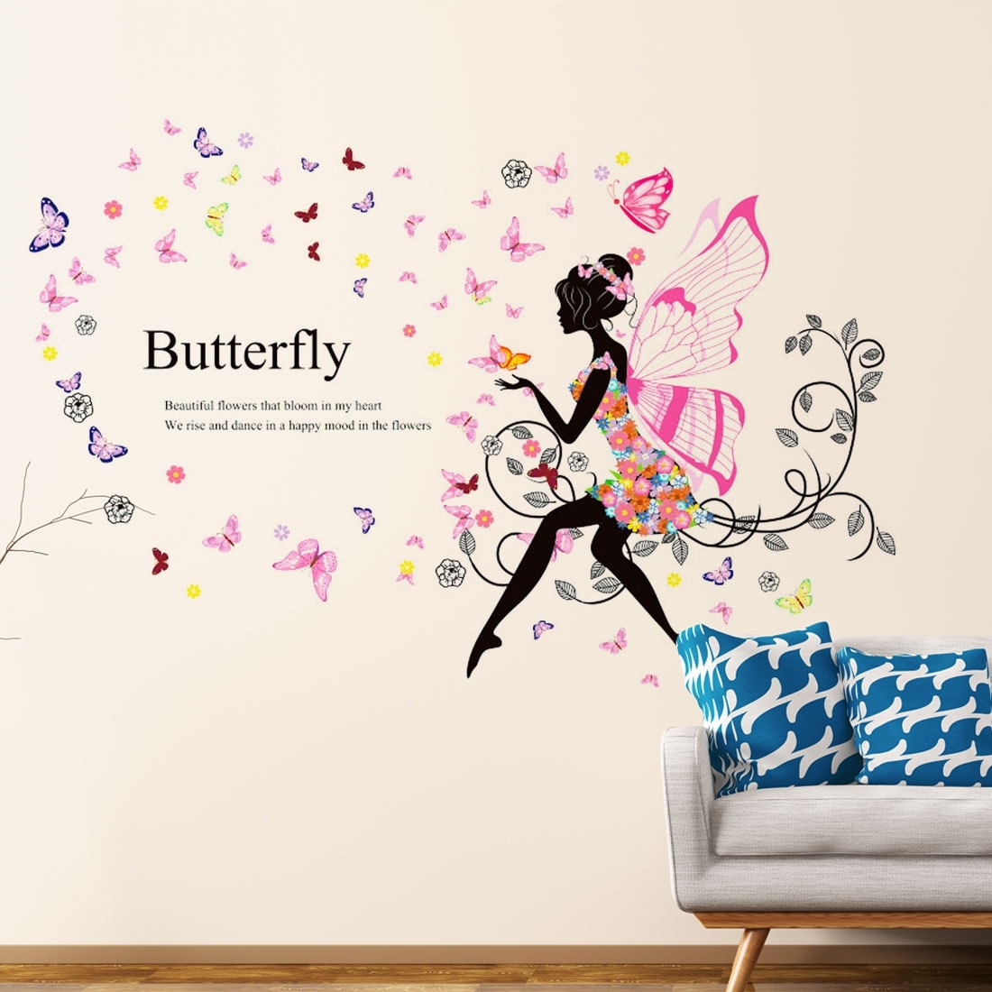 Shop Butterfly Removable Vinyl Diy Wall Art Mural Sticker Decal 35 4 X23 6 On Sale Overstock 22967034