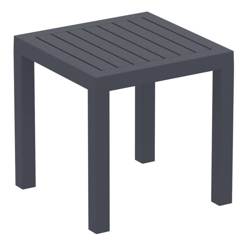 18" Dark Gray Patio Square Resin Side Table with Drain Hole