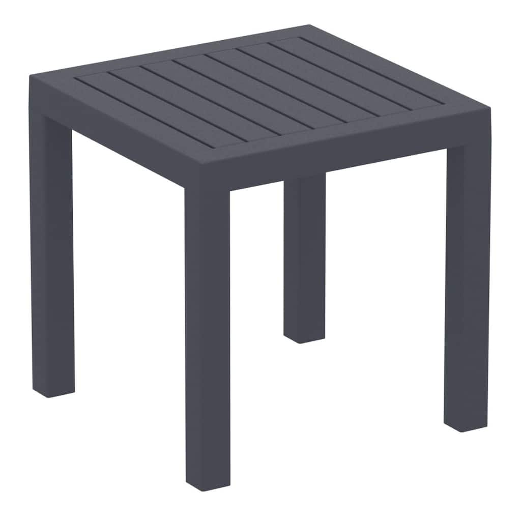 18" Dark Gray Patio Square Resin Side Table with Drain Hole
