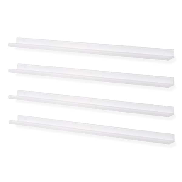 slide 2 of 17, Wallniture Boston 46" Floating Shelves for Wall, Picture Ledge (Set of 4) White