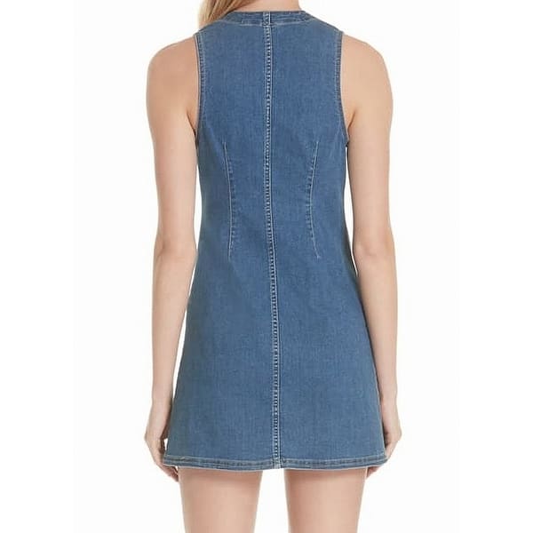 luvamia Womens Casual V Neck Sleeveless Jeans Button Down Denim Short Dress