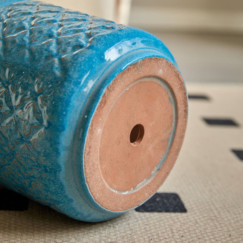 Set of 3 Handmade Ceramic Planters, Diamond, Pattern Breathable Clay