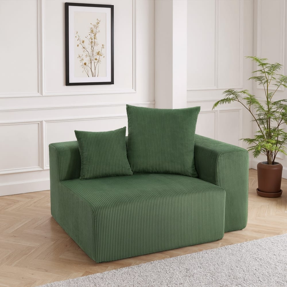 Corduroy Upholstered Modular Sectional Sofa with Ottoman