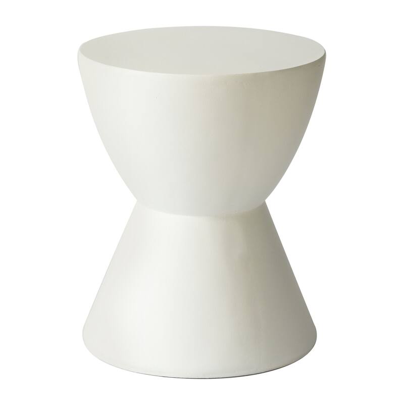 Loft 14-Inch Modern Round Accent Fiberstone Side Table for Indoor Outdoor Patio, Living Room, or Home Office - White