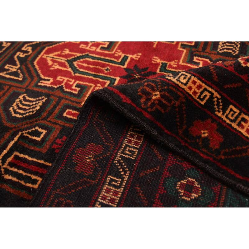 ECARPETGALLERY Hand-knotted Teimani Black, Red Wool Rug - 3'10 x 6'3