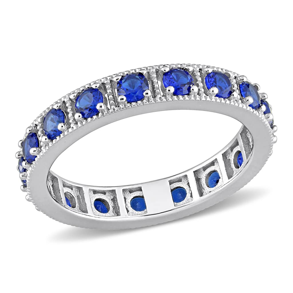 Miadora 2 3/8ct TGW Blue Cubic Zirconia Eternity Ring in Sterling Silver