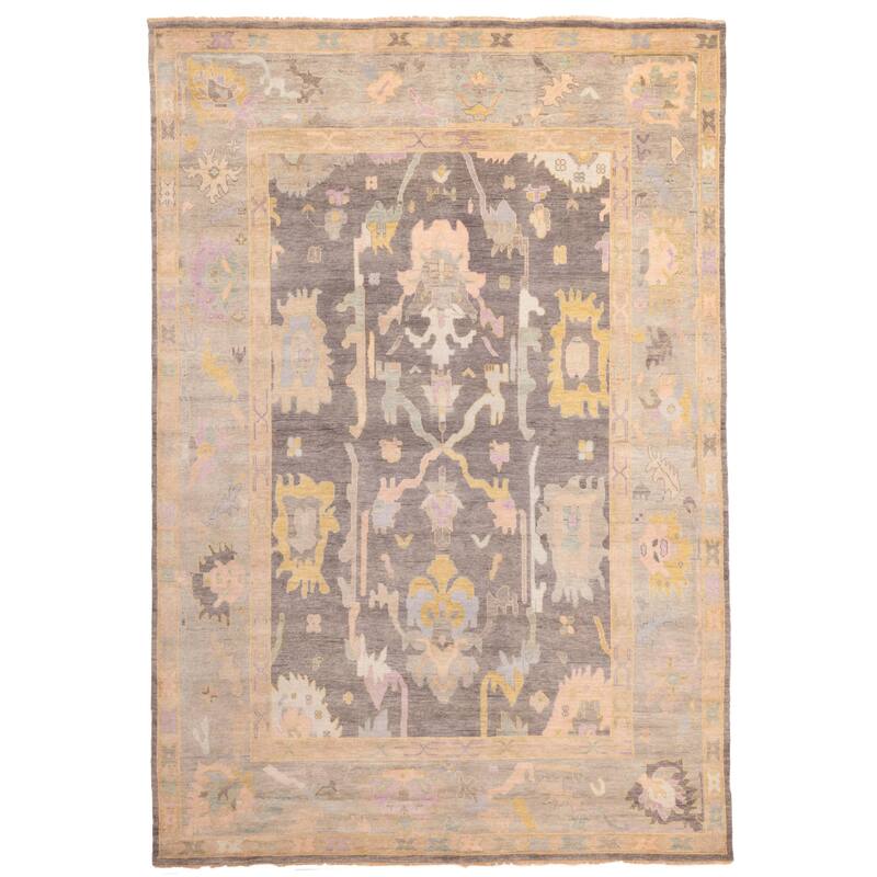 ECARPETGALLERY Hand-knotted Modern Oushak Charcoal Wool Rug - 9'9 x 13'10