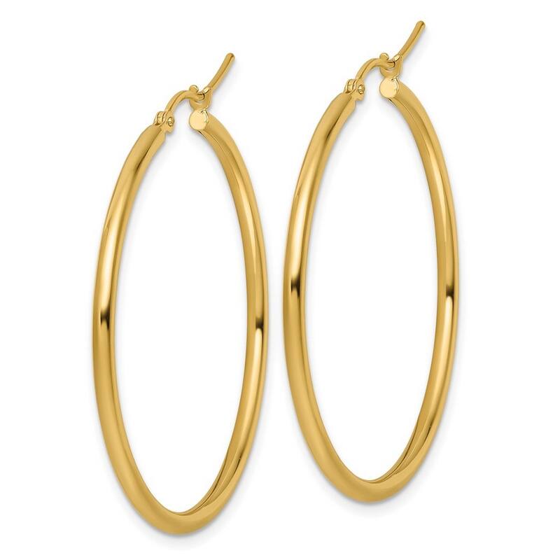 Curata 10k Yellow Gold Polished 2x40mm Classic Hoop Earrings