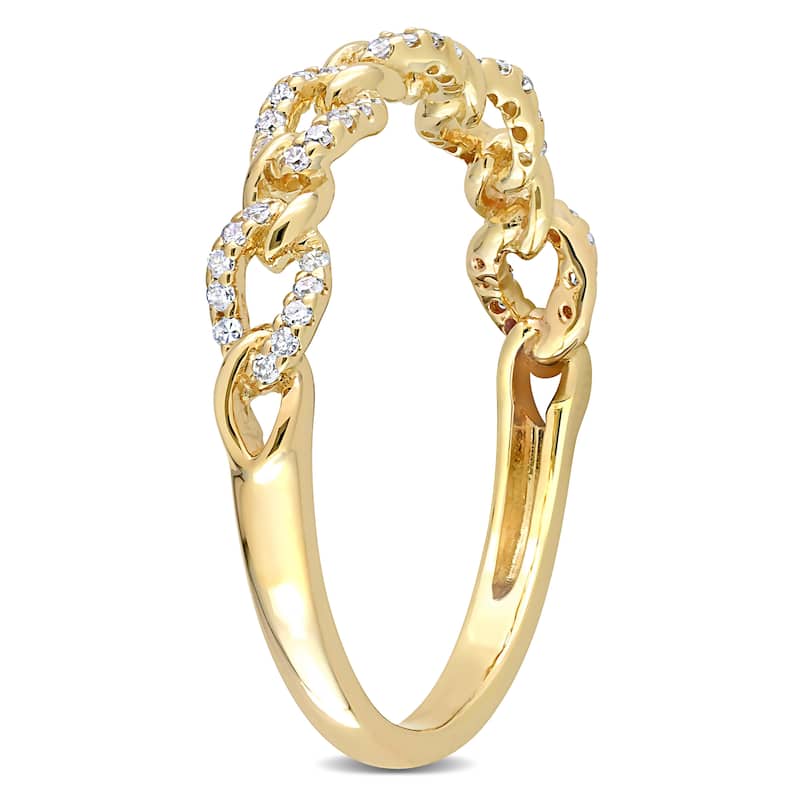 Miadora 1/6ct TDW Diamond Stackable Curb Link Ring in 10k Yellow Gold