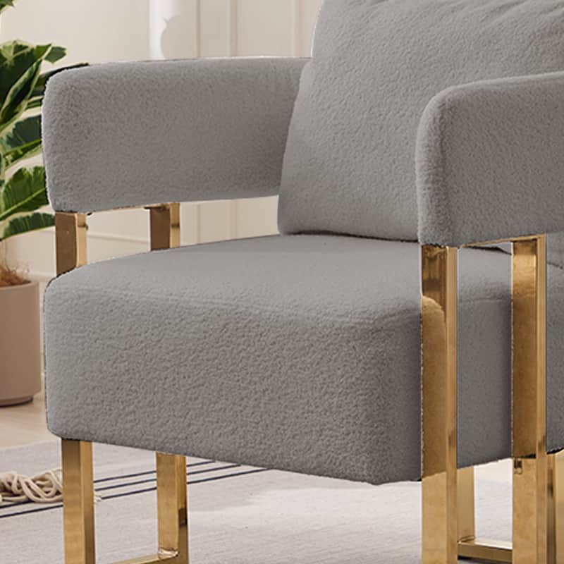 Modern decorative chair, living room side chair with gold metal legs, no wheels, suitable for dressing area, reception room