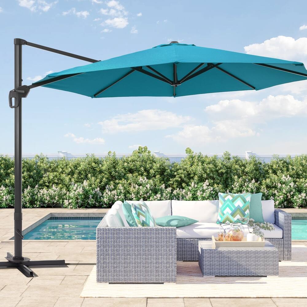 LIVOOSUN 11Ft Cantilever Patio Umbrella,Offset Hanging Umbrella