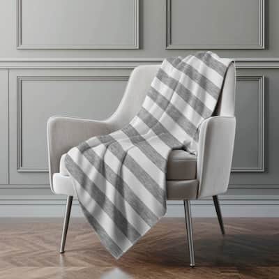 Premium Machine Washable Modern Stripes Sherpa Throw Blanket