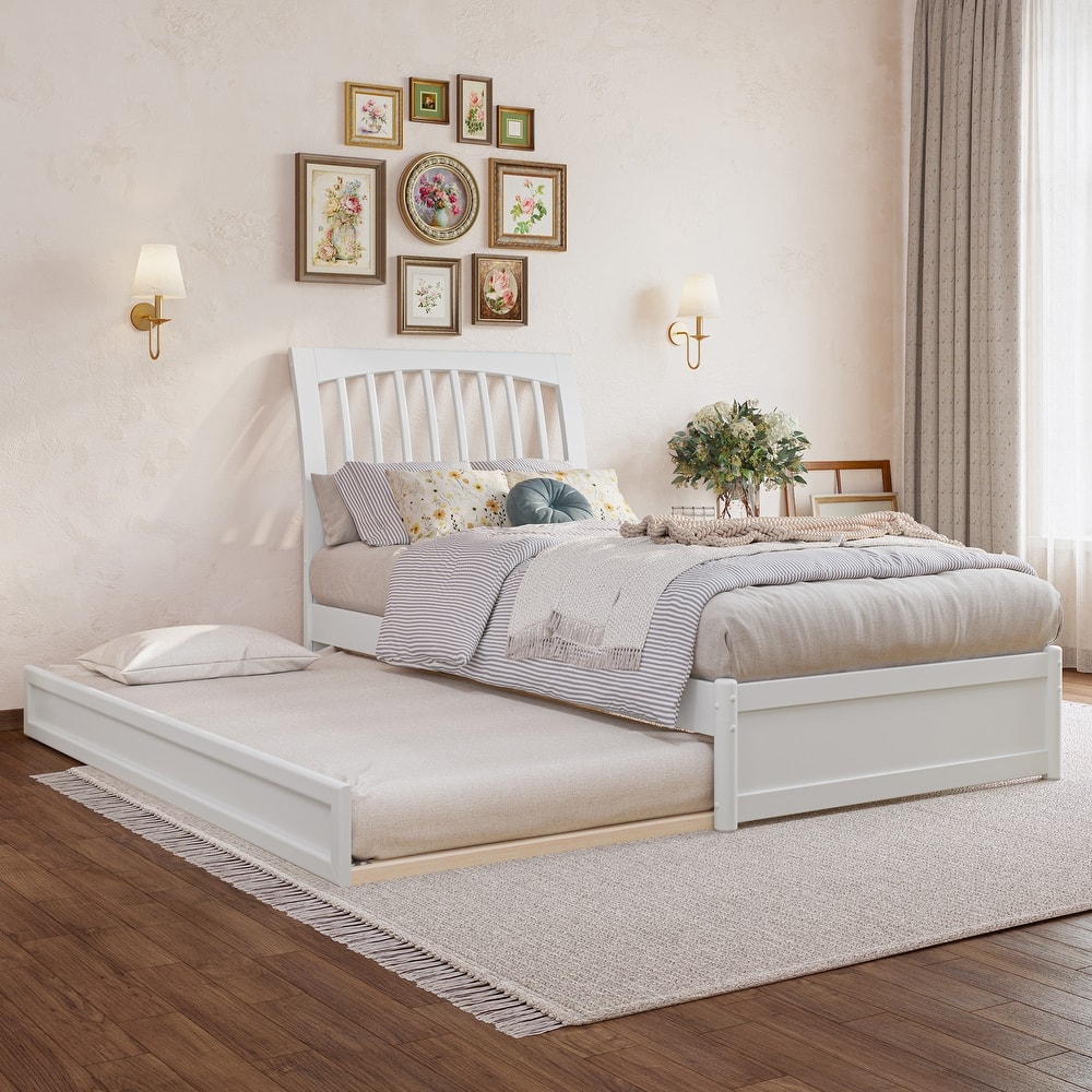Roslyn Platform Bed with Modern Panel Footboard and Twin XL Trundle