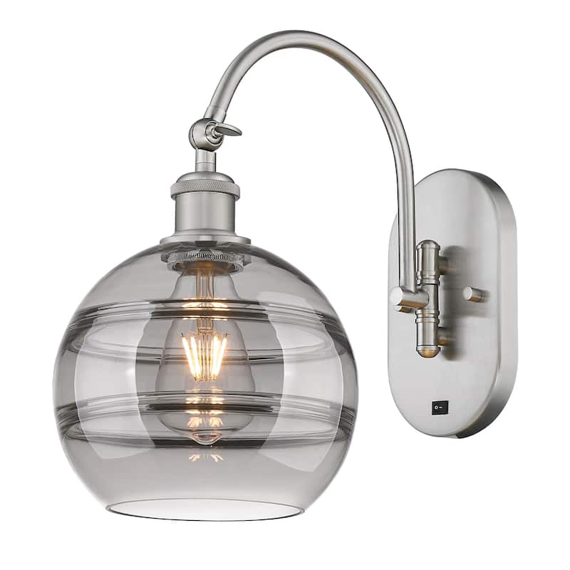 Innovations Lighting 518-1W-13-8 Rochester Sconce Rochester 13" Tall - Brushed Satin Nickel / Smoked