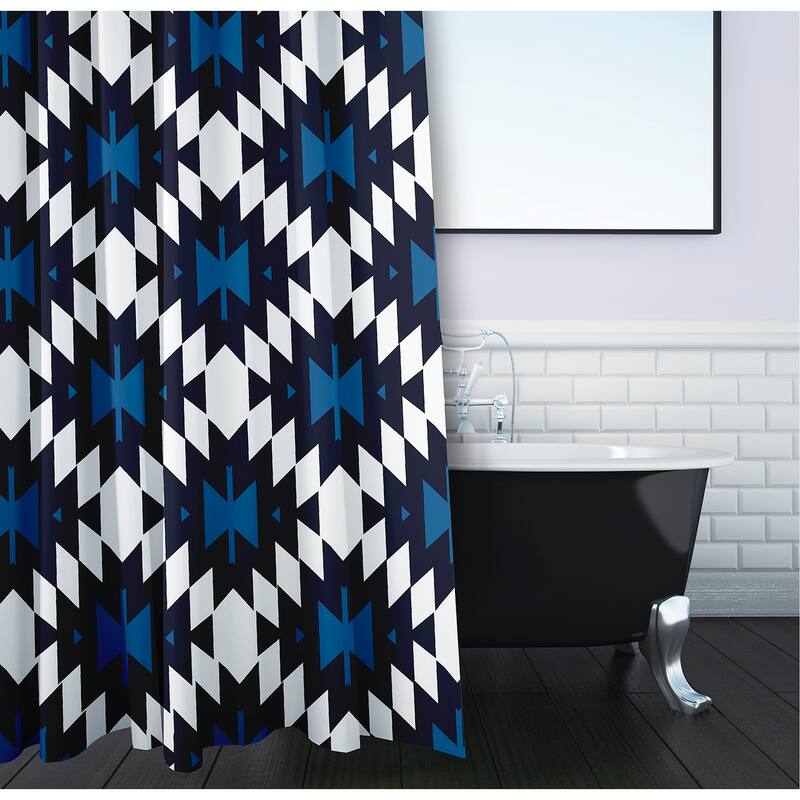 71 x 74-inch Jodhpur Kilim Geometric Print Shower Curtain