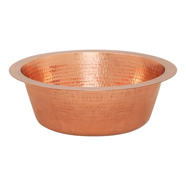 14-inch Round Copper Bar Sink w/ 2" Drain Opening in Polished Copper
