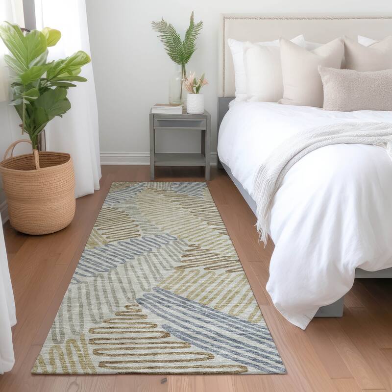 Premium Washable Super Soft Contemporary Leaf Mayfield Rug - Taupe - 2'3" x 7'6"