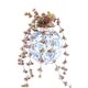 preview thumbnail 5 of 3, 8"H Terracotta Vase with Floral Transferware Pattern & Crackle Finish