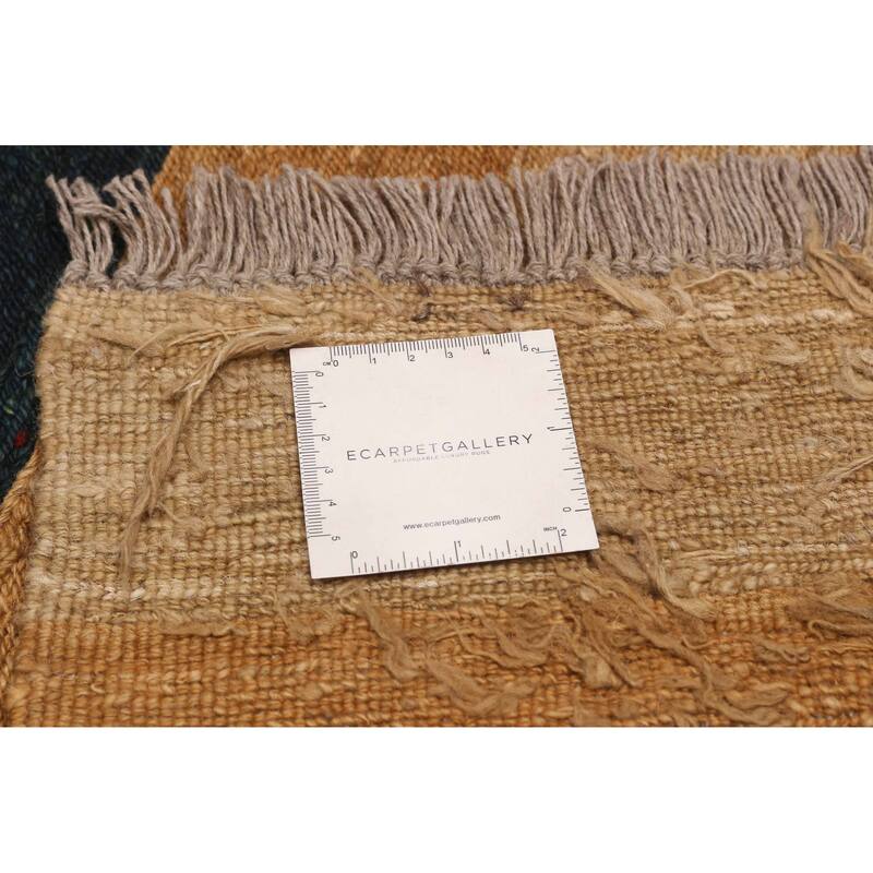 ECARPETGALLERY Flat-Weave Natural Brown, Red Wool Tapestry Kilim - 8'1 x 10'4