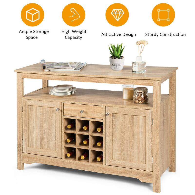 Transitional Buffet Server Sideboard with Wine Storage - 45.5" x 16" x 31.5" (L x W x H)