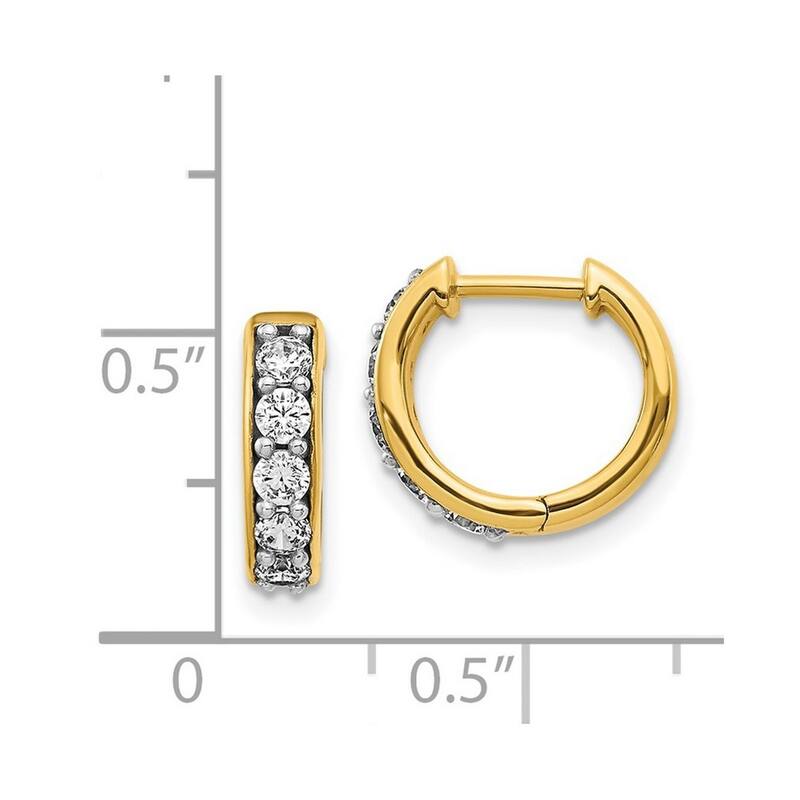 Curata 14k Yellow Gold Diamond Hoop Earrings - 11x12mm Wide 2mm Thick