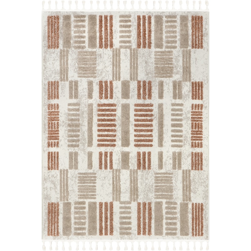Nuloom Nimah Geometric High-Low Tasseled Area Rug