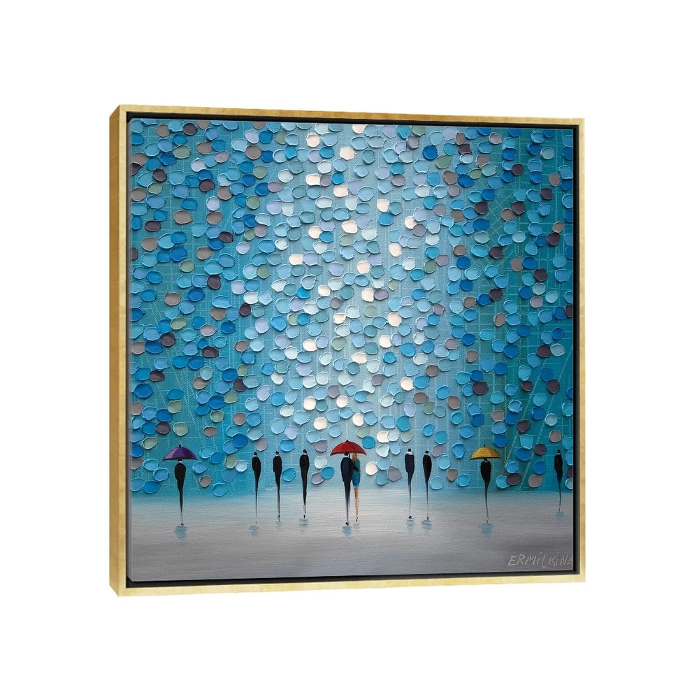 iCanvas "3 Tiny Umbrellas" by Ekaterina Ermilkina Framed Canvas Print