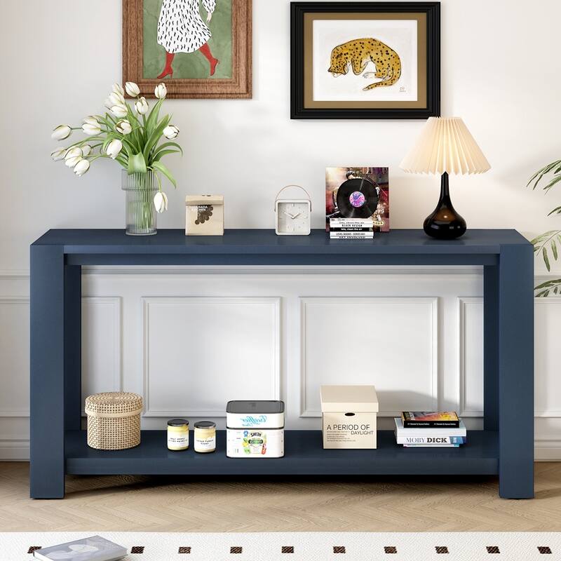 Distinctive Features of a Minimalist Console Table with Bottom Shelf and Four Legs