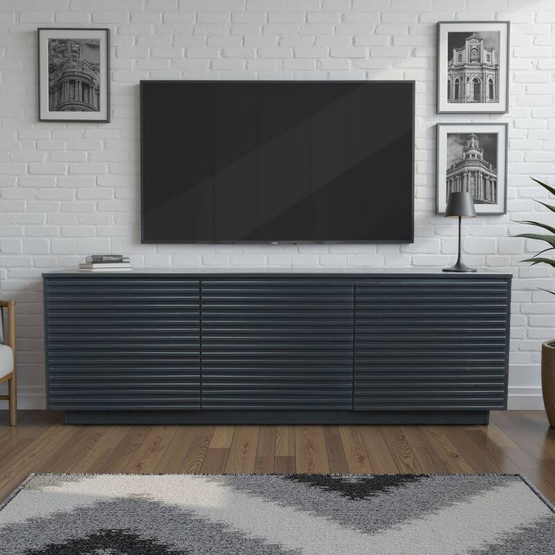 Bridgevine Home Stardust 74 inch Three Door TV Stand for TVs up to 85 inches, No Assembly Required