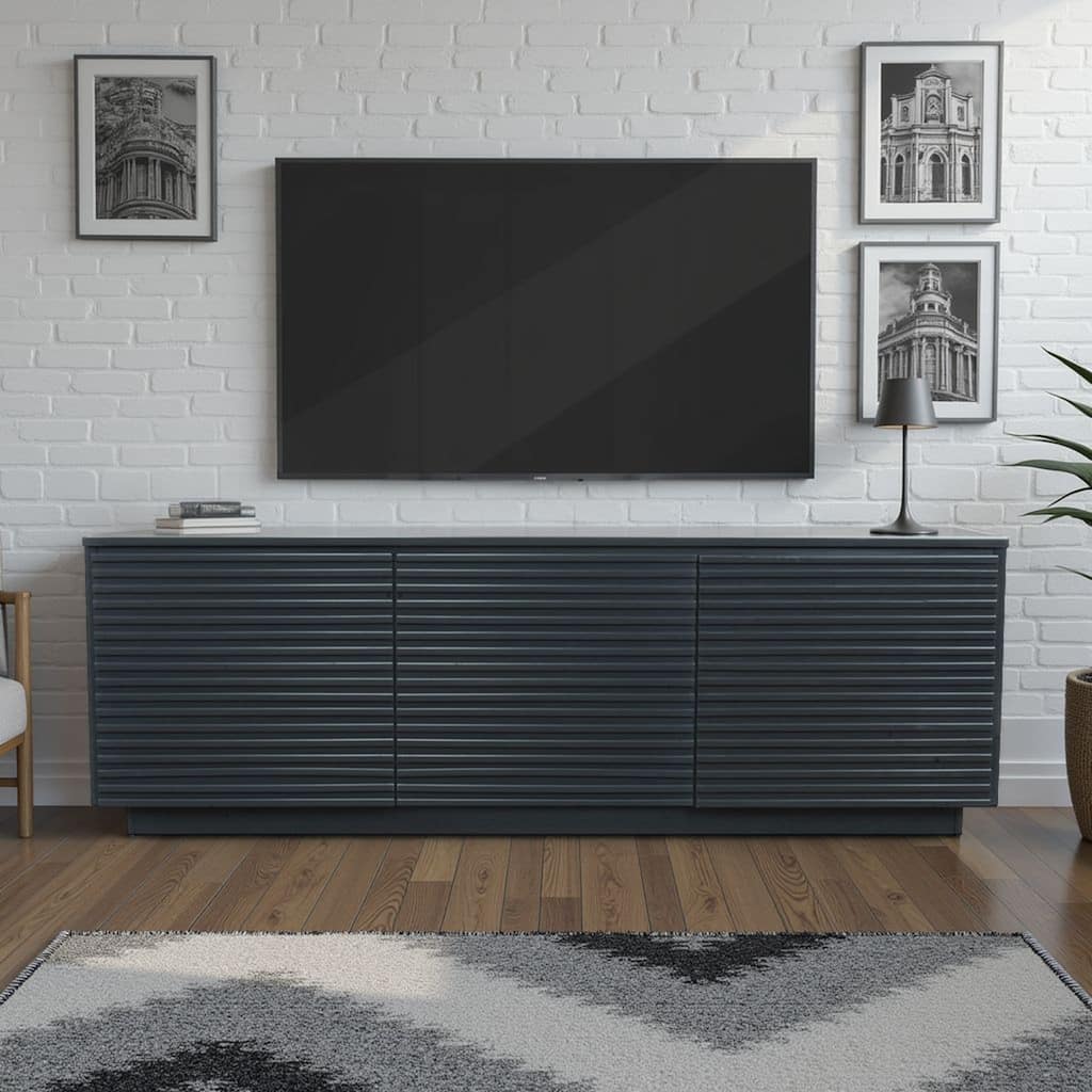 Bridgevine Home Stardust 74 inch Three Door TV Stand for TVs up to 85 inches, No Assembly Required