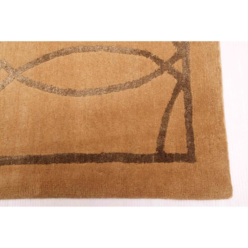 ECARPETGALLERY Hand-knotted Opulence Light Brown Silk, Wool Rug - 6'0 x 9'0
